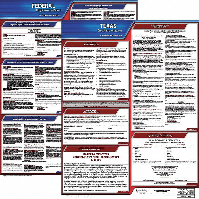Labor Law Poster English TX Plastic