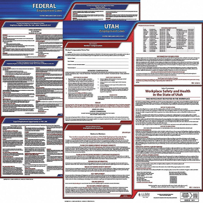 Labor Law Poster Kit UT English 19 in W