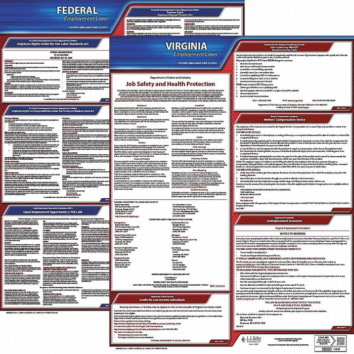 Labor Law Poster English VA Plastic