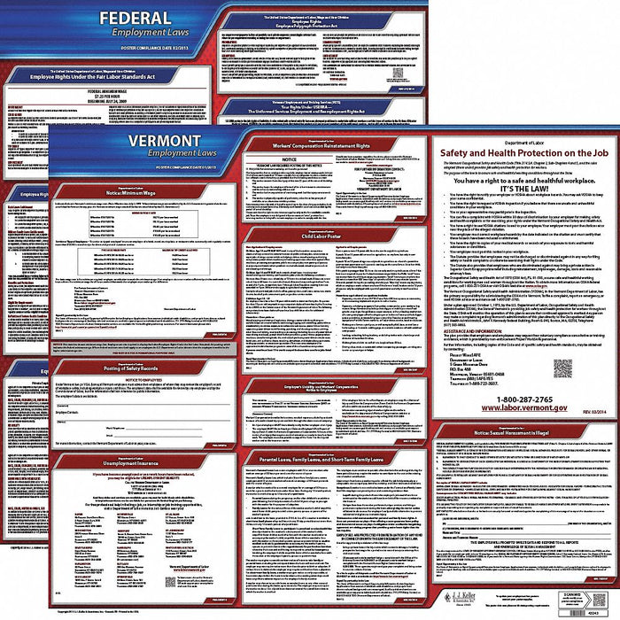 Labor Law Poster Kit VT English 27 in W