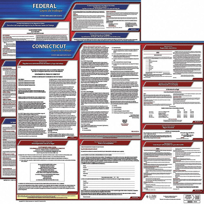Labor Law Poster Fed/STA CT SP 20inH 3yr
