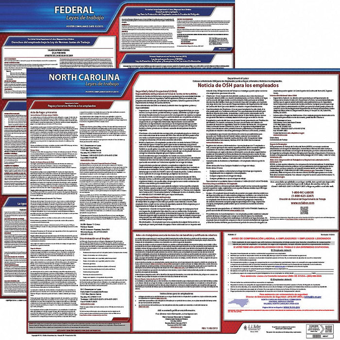 Labor Law Poster Fed/STA NC SP 20inH 1yr