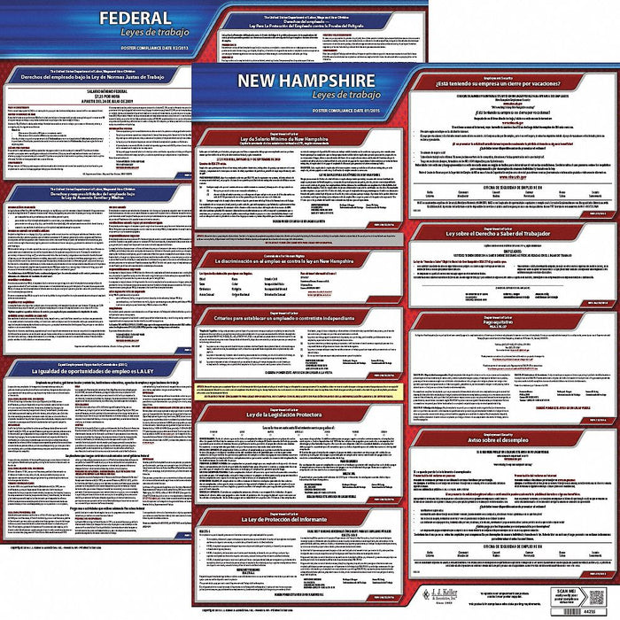 Labor Law Poster Kit NH Spanish 27 in W