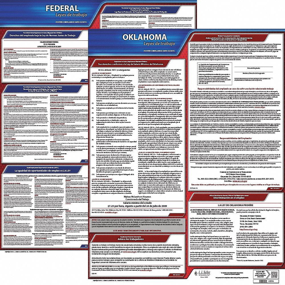 Labor Law Poster Spanish OK Plastic