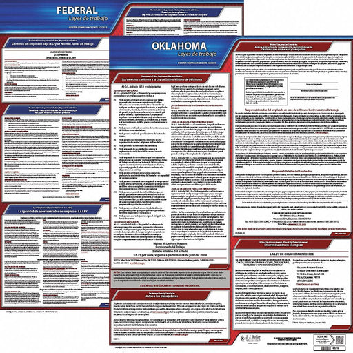 Labor Law Poster Spanish OK Plastic