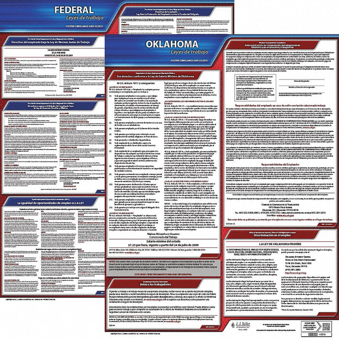 Labor Law Poster Spanish OK Plastic