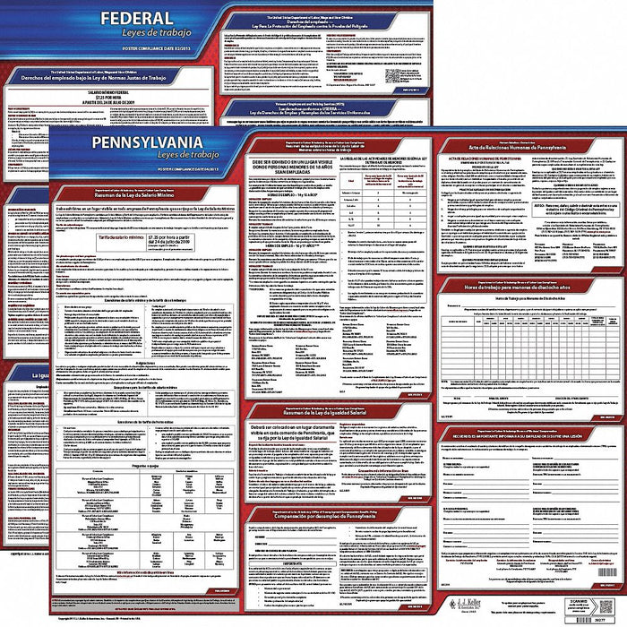 Labor Law Poster Spanish PA Plastic
