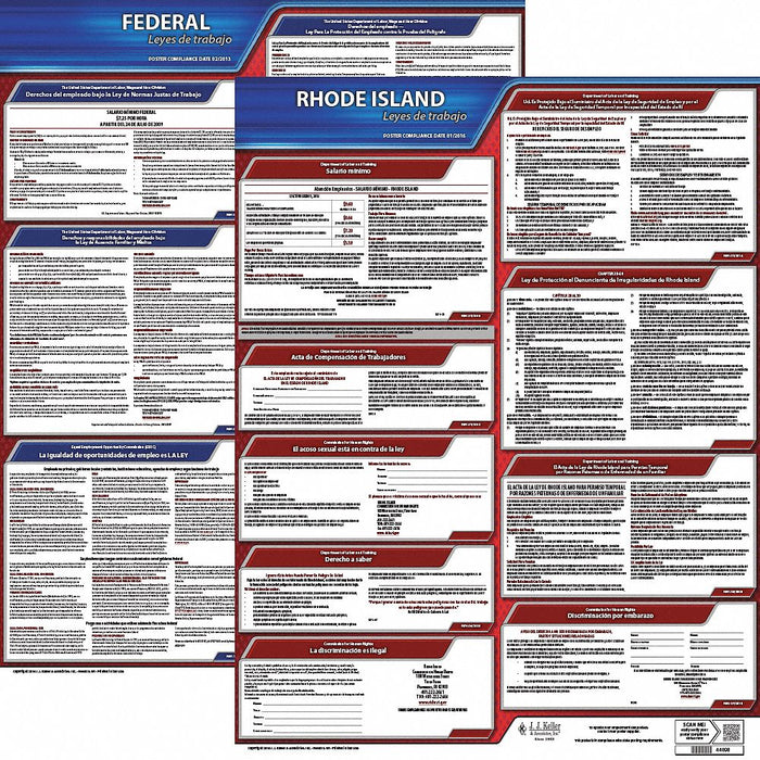 Labor Law Poster Fed/STA RI SP 20inH 1yr
