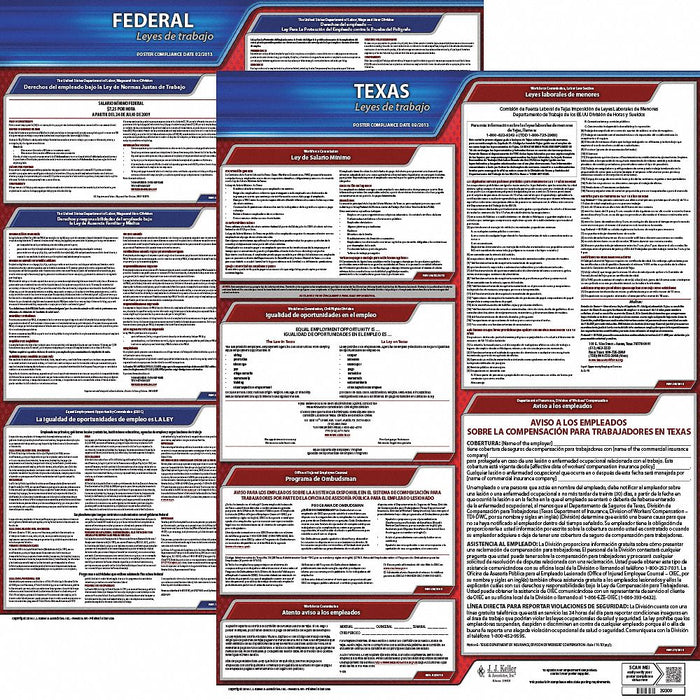 Labor Law Poster Spanish TX Plastic