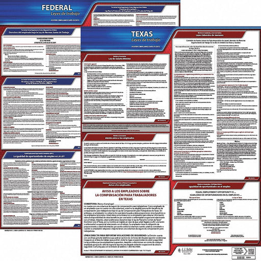 Labor Law Poster Spanish TX Plastic