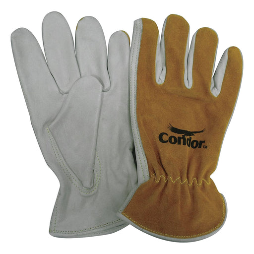 H6336 Leather Gloves Brown/White S PR