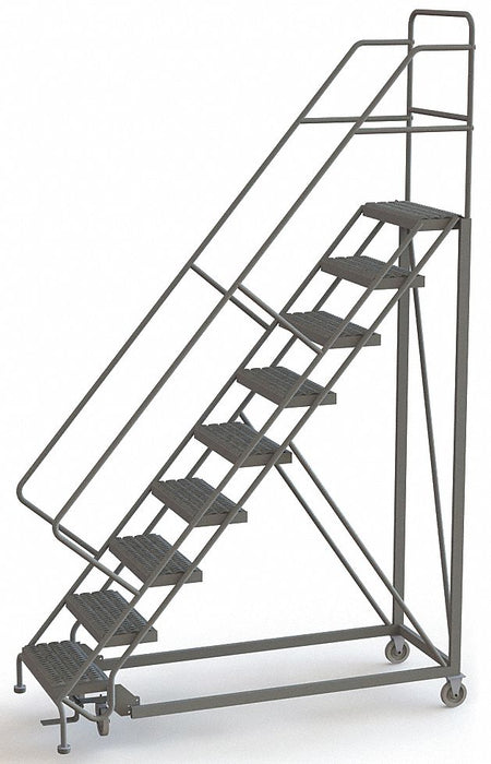 Rolling Ladder 9 Steps Serrated Tread