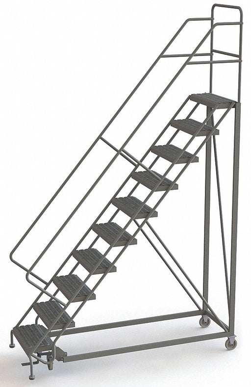 Rolling Ladder 10 Steps Serrated Tread