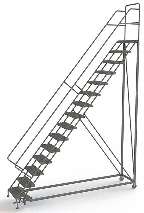 Rolling Ladder 15 Steps Serrated Tread