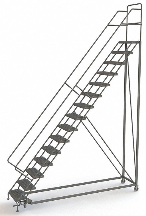 Rolling Ladder 15 Steps Serrated Tread