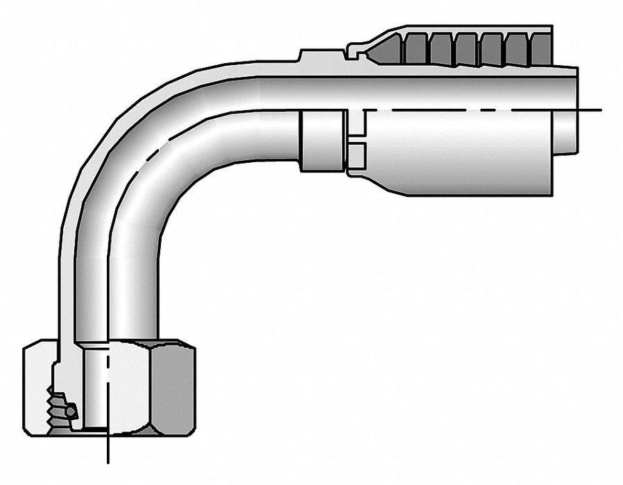 Crimp Fitting 90 Deg 1-1/4 ID FMetric