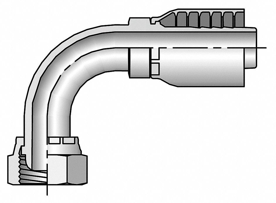 Crimp Fitting 90 Deg 1 I.D. F Metric