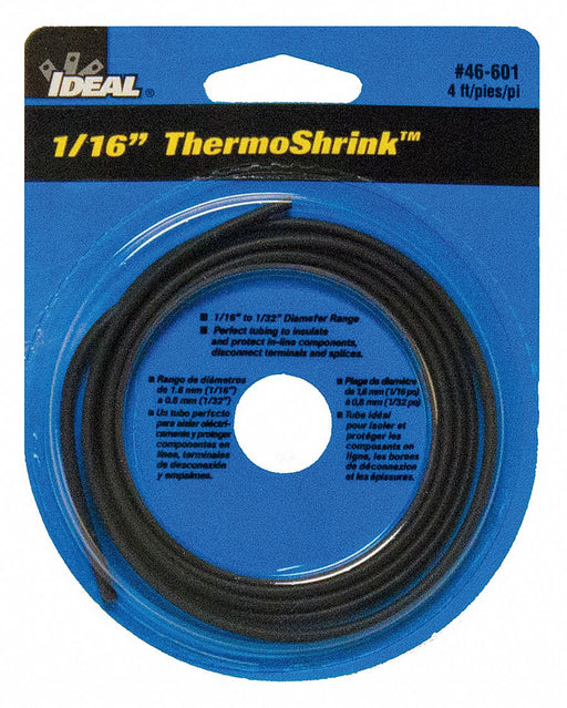 Shrink Tubing 4 ft Blk 0.079 in ID PK5
