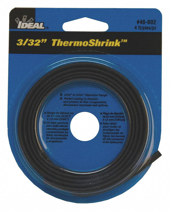 Shrink Tubing 4 ft Blk 0.122 in ID PK5