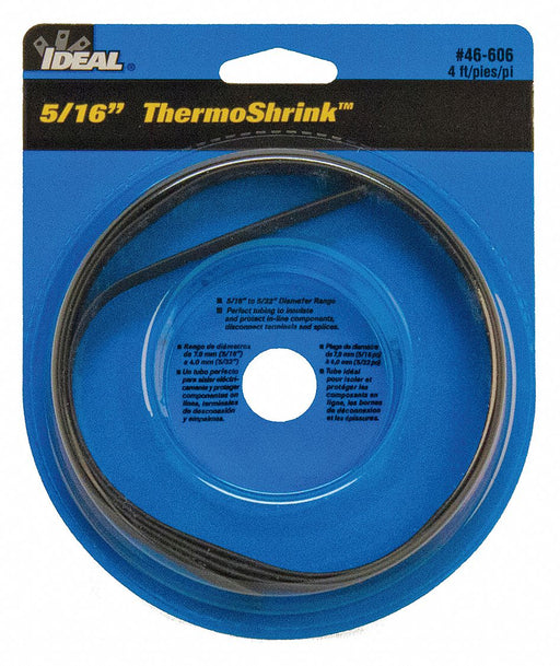 Shrink Tubing 4 ft Blk 0.346 in ID PK5
