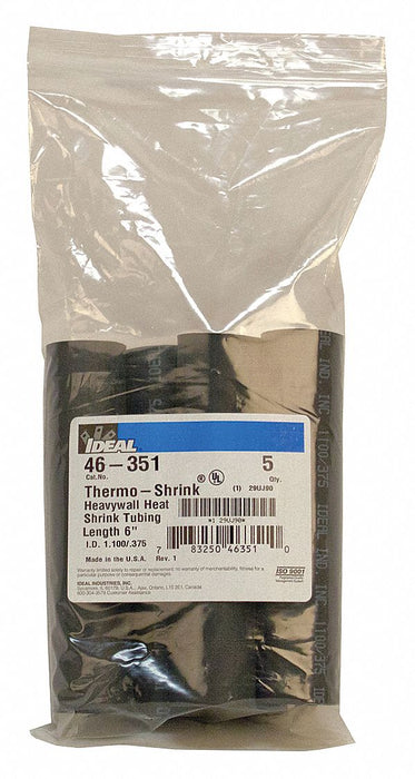Shrink Tubing 6 in Blk 1.1 in ID PK5