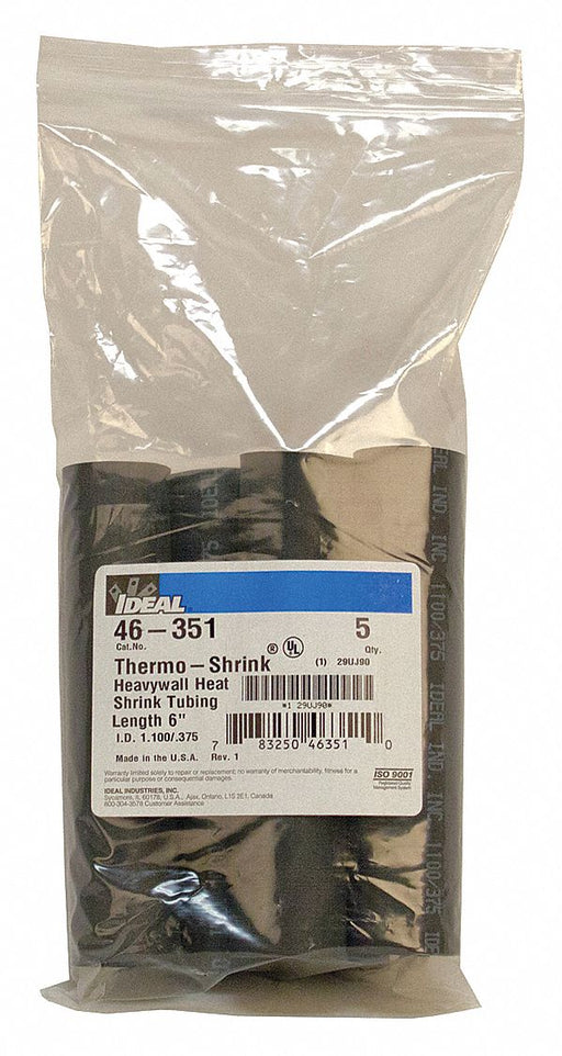 Shrink Tubing 6 in Blk 1.1 in ID PK5