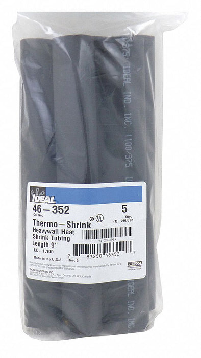 Shrink Tubing 9 in Blk 1.1 in ID PK5