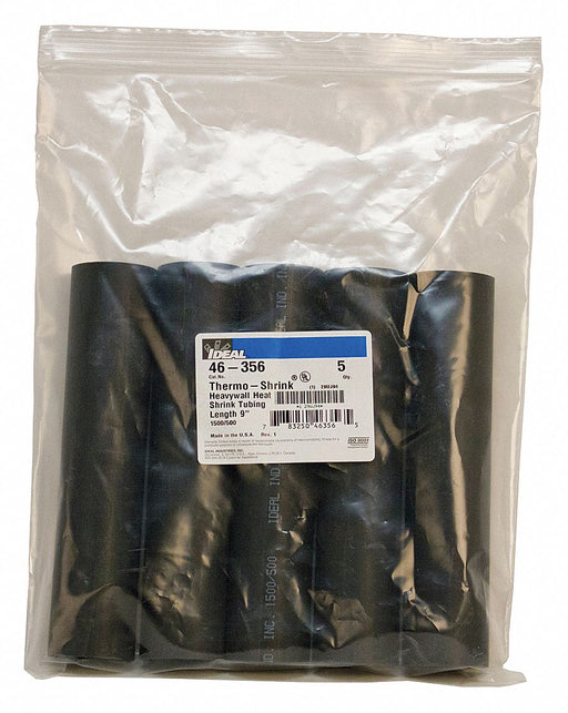 Shrink Tubing 9 in Blk 1.5 in ID PK5