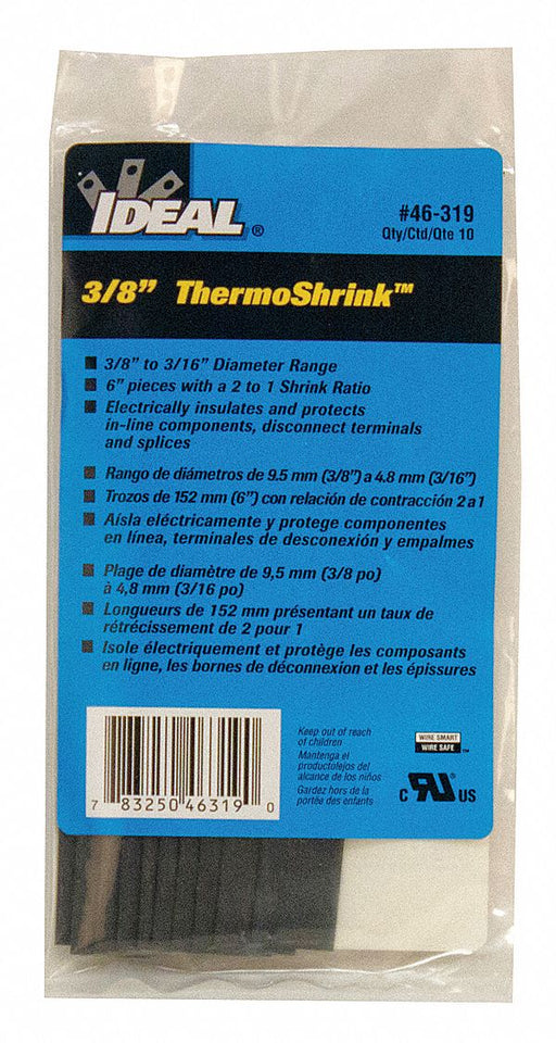 Shrink Tubing 6 in Blk 0.421 in ID PK10
