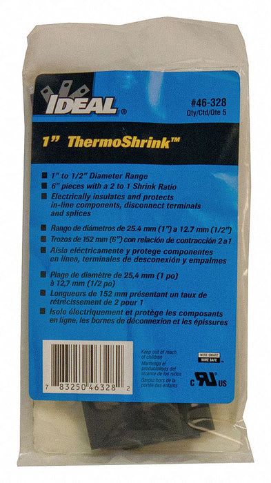 Shrink Tubing 6 in Blk 1.043 in ID PK5