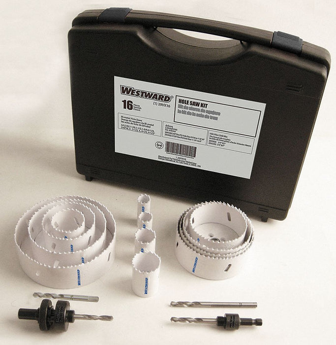 Hole Saw Kit 16pcs Sizes 0.75 -4.5 