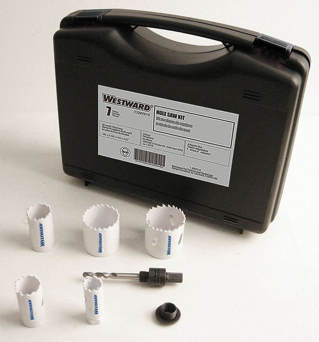 Hole Saw Kit 7pcs Sizes 0.875 -1.5 