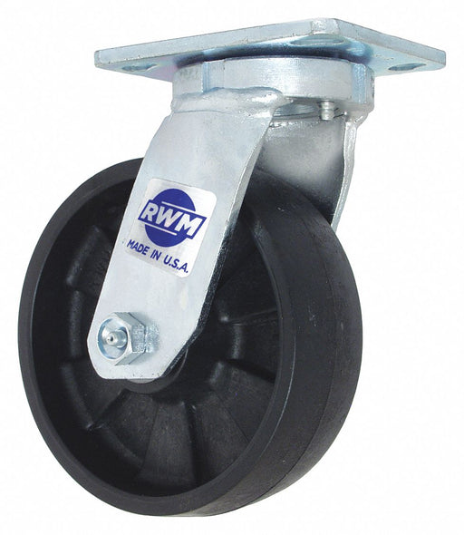 Plate Caster Swivel Rubber 6 1/2 H