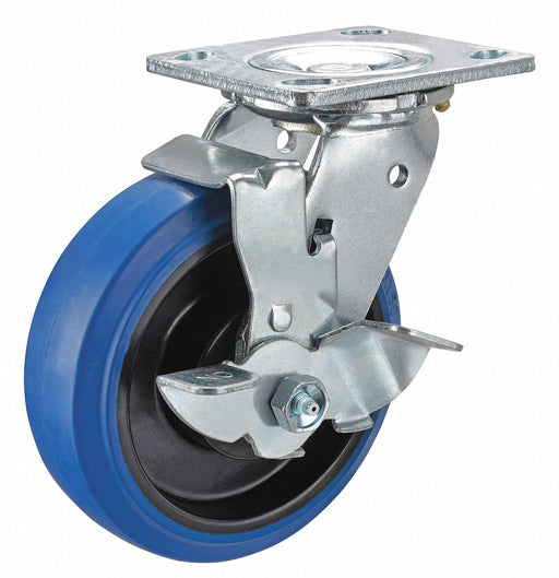 Plate Caster Swivel Rubber 7 1/2 H
