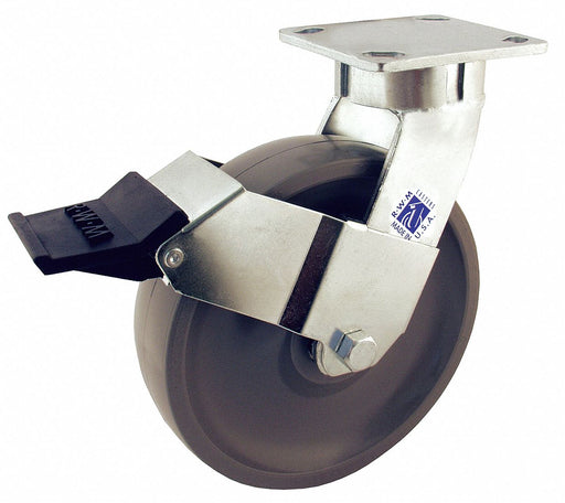 Plate Caster Swivel Elastomer 10 1/8 H