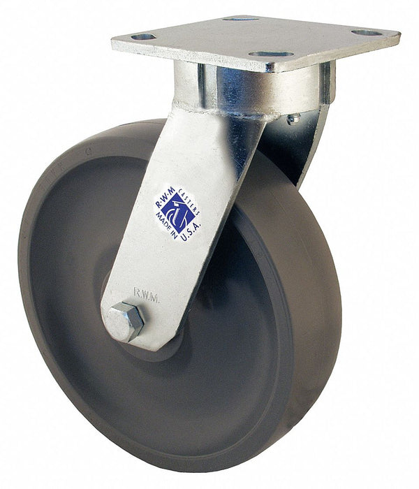 Plate Caster Swivel Elastomer 7 1/2 H