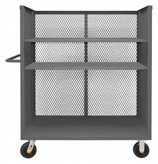 3 Sided Mesh Cart 3 Shelves 3600 lb.