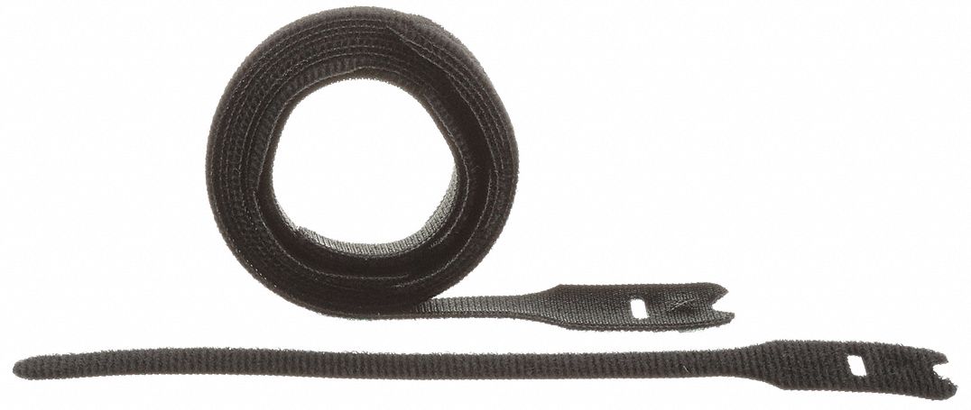 Hook-and-Loop Cable Tie 8 in Black PK10