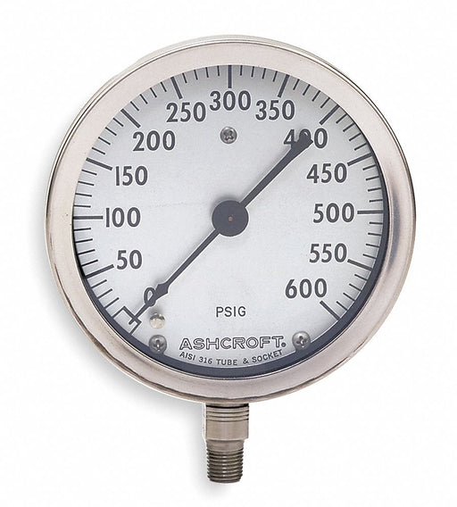 Pressure Gauge 0 to 600 psi 4-1/2In