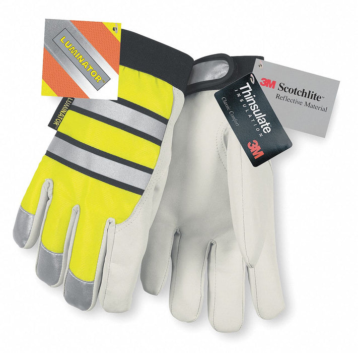 D1707 Leather Gloves M Hi Vis Yellow PR