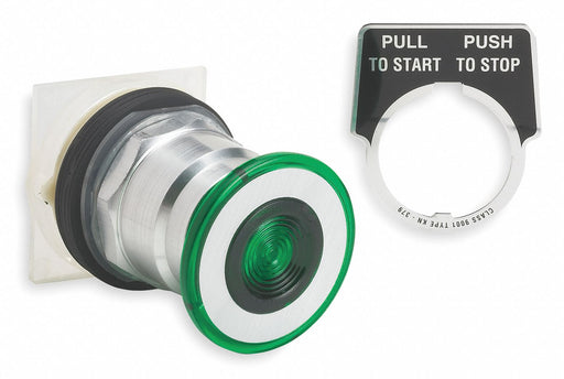 H4522 Mushroom Head Push Button Green 30mm