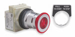 Mushroom Head Push Button Red LED 30mm