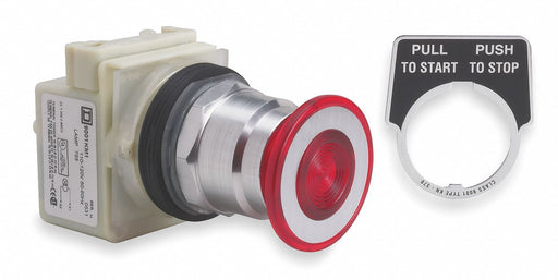 Mushroom Head Push Button Red LED 30mm