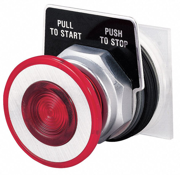 Mushroom Head Push Button Red LED 30mm