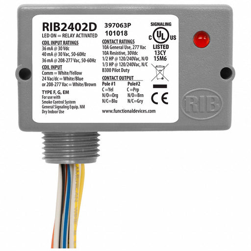 EnclosedPre-Wired Relay 277VAC DPDT 10A