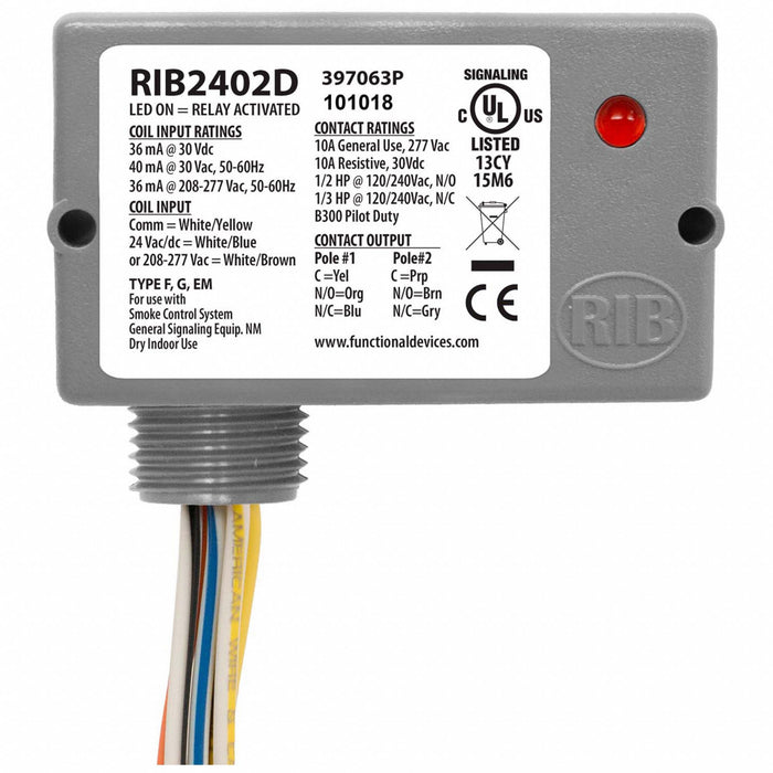 EnclosedPre-Wired Relay 277VAC DPDT 10A