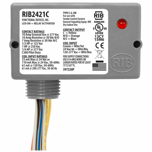 Encl Pre-Wired Relay 24VAC/DC SPDT 10A