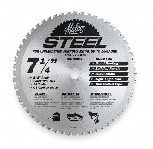 Metal Cutting Circular Saw Blade 7 1/4in