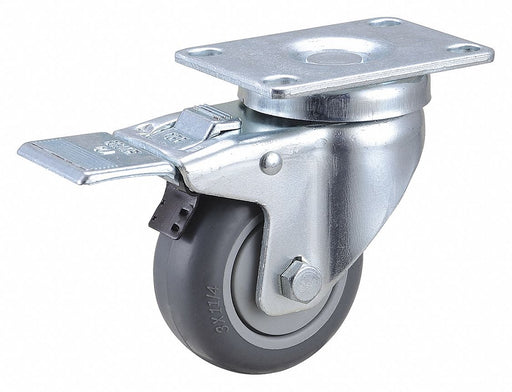 Plate Caster Swivel Rubber 4 1/4 H