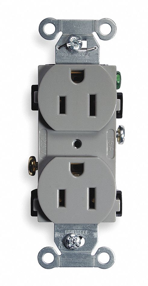 Receptacle Gray 15 A 2P3W Back Side 1PK